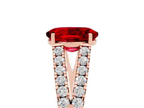 Rose gold Oval Cut Ruby Split Shank Pavé Engagement Ring with Four-Prong Setting_17