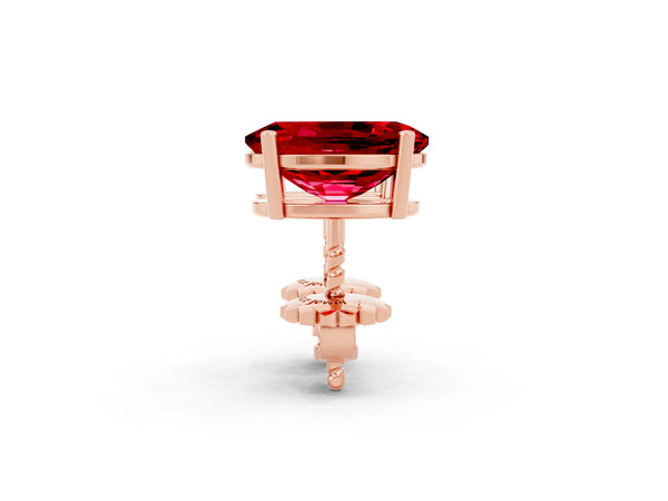 Rose gold Oval Cut Ruby Stud Earrings