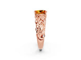 Rose gold Oval Cut Solitaire Citrine Leaf-Inspired Vine Band Ring with Prong Setting_2