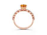 Rose gold Oval Cut Solitaire Citrine Ring with Pave Band and Four-Prong Setting_3