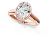 Rose gold Oval Cut Solitaire Diamond Engagement Ring with Four-Prong Setting and Tapered Band_4