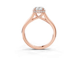 Rose gold Oval Cut Solitaire Diamond Engagement Ring with Four-Prong Setting and Tapered Band_6