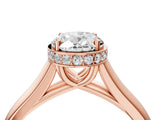 Rose gold Oval Cut Solitaire Diamond Engagement Ring with Four-Prong Setting and Tapered Band_7