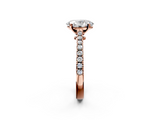 Rose gold Oval Cut Solitaire Diamond Engagement Ring with Pave Band and Four-Prong Setting_168