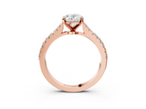 Rose gold Oval Cut Solitaire Diamond Engagement Ring with Pave Band and Four-Prong Setting_169