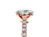 Rose gold Oval Cut Solitaire Diamond Engagement Ring with Pave Band and Four-Prong Setting_171