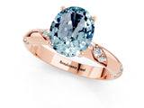 Rose gold Oval Cut Solitaire Diamond Engagement Ring with Twisted Pave Band and Four-Prong Setting_11