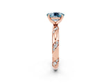Rose gold Oval Cut Solitaire Diamond Engagement Ring with Twisted Pave Band and Four-Prong Setting_12