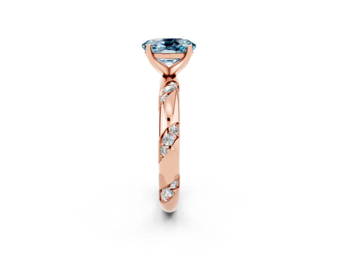 Rose gold Oval Cut Solitaire Diamond Engagement Ring with Twisted Pave Band and Four-Prong Setting_12