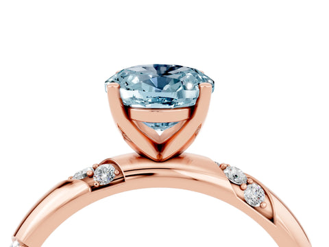 Rose gold Oval Cut Solitaire Diamond Engagement Ring with Twisted Pave Band and Four-Prong Setting_14