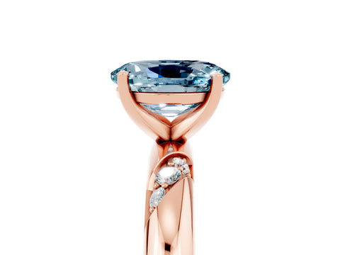 Rose gold Oval Cut Solitaire Diamond Engagement Ring with Twisted Pave Band and Four-Prong Setting_15