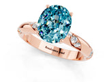 Rose gold Oval Cut Solitaire Diamond Engagement Ring with Twisted Pave Band and Four-Prong Setting_1