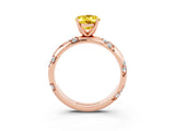 Rose gold Oval Cut Solitaire Diamond Engagement Ring with Twisted Pave Band and Four-Prong Setting_1