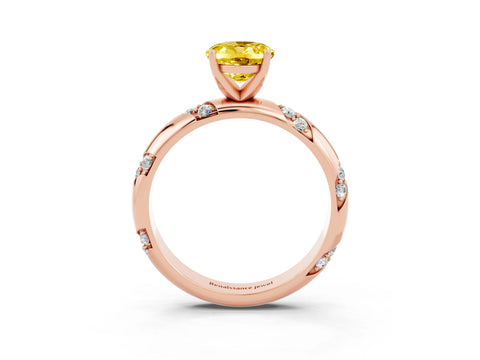 Rose gold Oval Cut Solitaire Diamond Engagement Ring with Twisted Pave Band and Four-Prong Setting_1