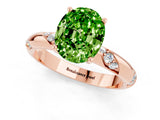 Rose gold Oval Cut Solitaire Diamond Engagement Ring with Twisted Pave Band and Four-Prong Setting_1