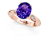 Rose gold Oval Cut Solitaire Diamond Engagement Ring with Twisted Pave Band and Four-Prong Setting_1
