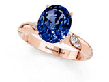 Rose gold Oval Cut Solitaire Diamond Engagement Ring with Twisted Pave Band and Four-Prong Setting_1