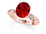 Rose gold Oval Cut Solitaire Diamond Engagement Ring with Twisted Pave Band and Four-Prong Setting_1