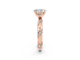 Rose gold Oval Cut Solitaire Diamond Engagement Ring with Twisted Pave Band and Four-Prong Setting_2