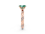 Rose gold Oval Cut Solitaire Diamond Engagement Ring with Twisted Pave Band and Four-Prong Setting_2