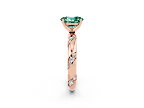 Rose gold Oval Cut Solitaire Diamond Engagement Ring with Twisted Pave Band and Four-Prong Setting_2