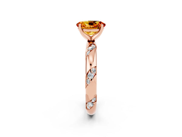 Rose gold Oval Cut Citrine Solitaire Engagement Ring with Twisted Round  Accent Band and Prong Setting