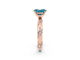 Rose gold Oval Cut Solitaire Diamond Engagement Ring with Twisted Pave Band and Four-Prong Setting_2