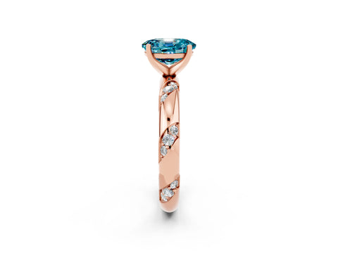 Rose gold Oval Cut Solitaire Diamond Engagement Ring with Twisted Pave Band and Four-Prong Setting_2