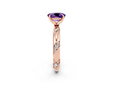 Rose gold Oval Cut Solitaire Diamond Engagement Ring with Twisted Pave Band and Four-Prong Setting_2