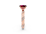 Rose gold Oval Cut Solitaire Diamond Engagement Ring with Twisted Pave Band and Four-Prong Setting_2