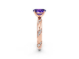 Rose gold Oval Cut Solitaire Diamond Engagement Ring with Twisted Pave Band and Four-Prong Setting_2