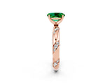 Rose gold Oval Cut Solitaire Diamond Engagement Ring with Twisted Pave Band and Four-Prong Setting_2