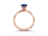 Rose gold Oval Cut Solitaire Diamond Engagement Ring with Twisted Pave Band and Four-Prong Setting_3
