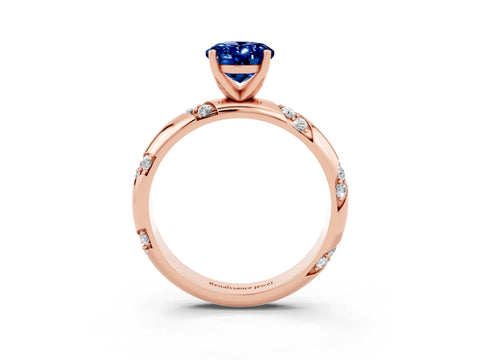 Rose gold Oval Cut Solitaire Diamond Engagement Ring with Twisted Pave Band and Four-Prong Setting_3