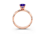 Rose gold Oval Cut Solitaire Diamond Engagement Ring with Twisted Pave Band and Four-Prong Setting_3