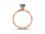 Rose gold Oval Cut Solitaire Diamond Engagement Ring with Twisted Pave Band and Four-Prong Setting_3