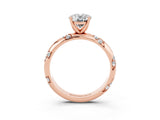 Rose gold Oval Cut Solitaire Diamond Engagement Ring with Twisted Pave Band and Four-Prong Setting_3