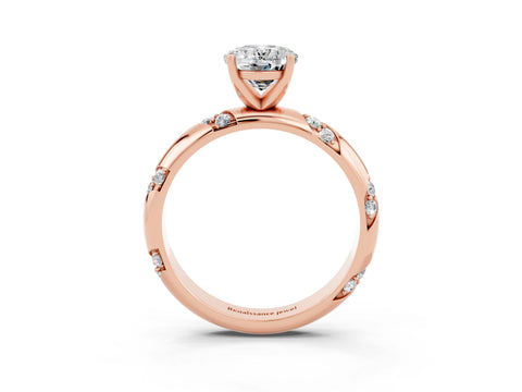 Rose gold Oval Cut Solitaire Diamond Engagement Ring with Twisted Pave Band and Four-Prong Setting_3
