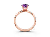 Rose gold Oval Cut Solitaire Diamond Engagement Ring with Twisted Pave Band and Four-Prong Setting_3