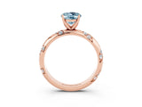 Rose gold Oval Cut Solitaire Diamond Engagement Ring with Twisted Pave Band and Four-Prong Setting_3