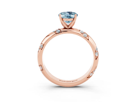 Rose gold Oval Cut Solitaire Diamond Engagement Ring with Twisted Pave Band and Four-Prong Setting_3