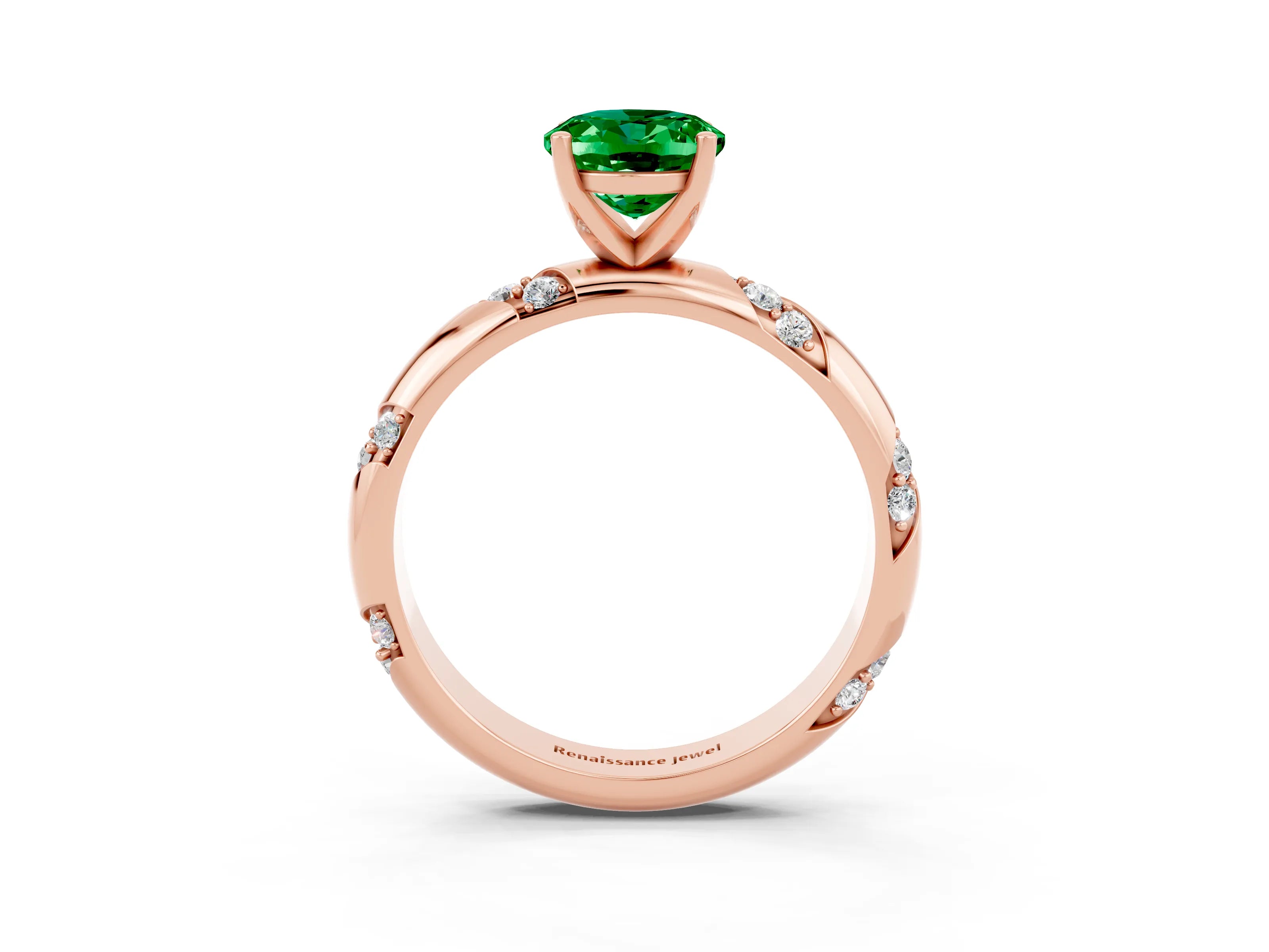 Rose gold Oval Cut Solitaire Diamond Engagement Ring with Twisted Pave Band and Four-Prong Setting_3
