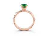 Rose gold Oval Cut Solitaire Diamond Engagement Ring with Twisted Pave Band and Four-Prong Setting_3