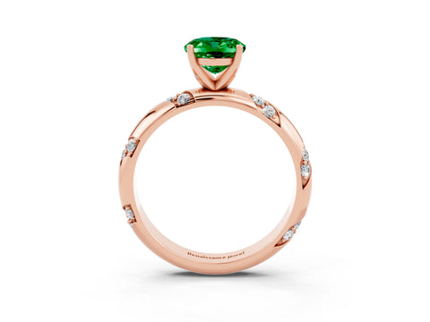 Rose gold Oval Cut Solitaire Diamond Engagement Ring with Twisted Pave Band and Four-Prong Setting_3