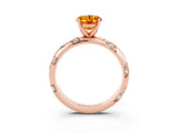 Rose gold Oval Cut Solitaire Diamond Engagement Ring with Twisted Pave Band and Four-Prong Setting_3