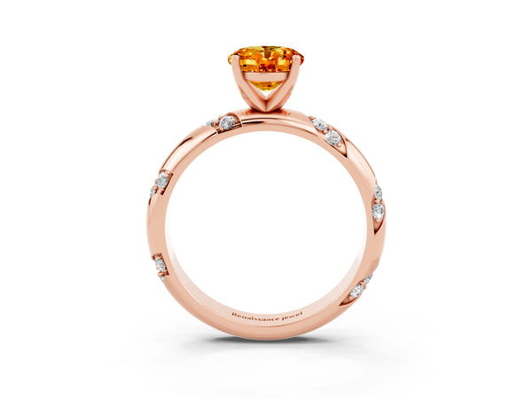 Rose gold Oval Cut Citrine Solitaire Engagement Ring with Twisted Round  Accent Band and Prong Setting