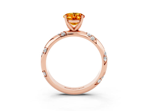 Rose gold Oval Cut Solitaire Diamond Engagement Ring with Twisted Pave Band and Four-Prong Setting_3