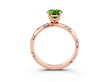 Rose gold Oval Cut Solitaire Diamond Engagement Ring with Twisted Pave Band and Four-Prong Setting_3