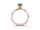 Rose gold Oval Cut Solitaire Diamond Engagement Ring with Twisted Pave Band and Four-Prong Setting_3