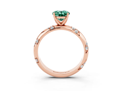 Rose gold Oval Cut Solitaire Diamond Engagement Ring with Twisted Pave Band and Four-Prong Setting_3